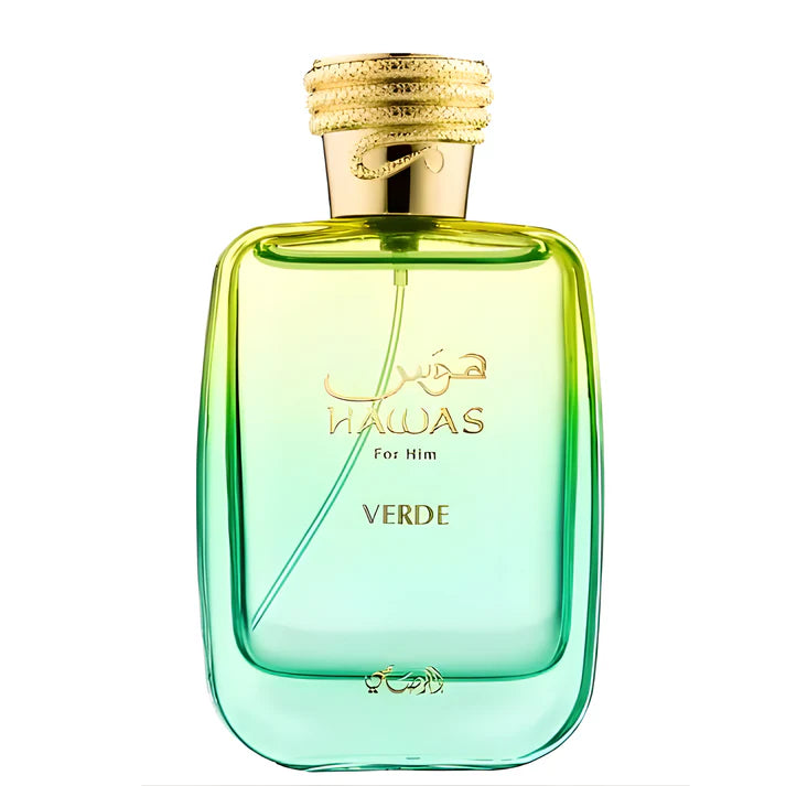 Rasasi Hawas Verde green bottle citrus aromatic perfume