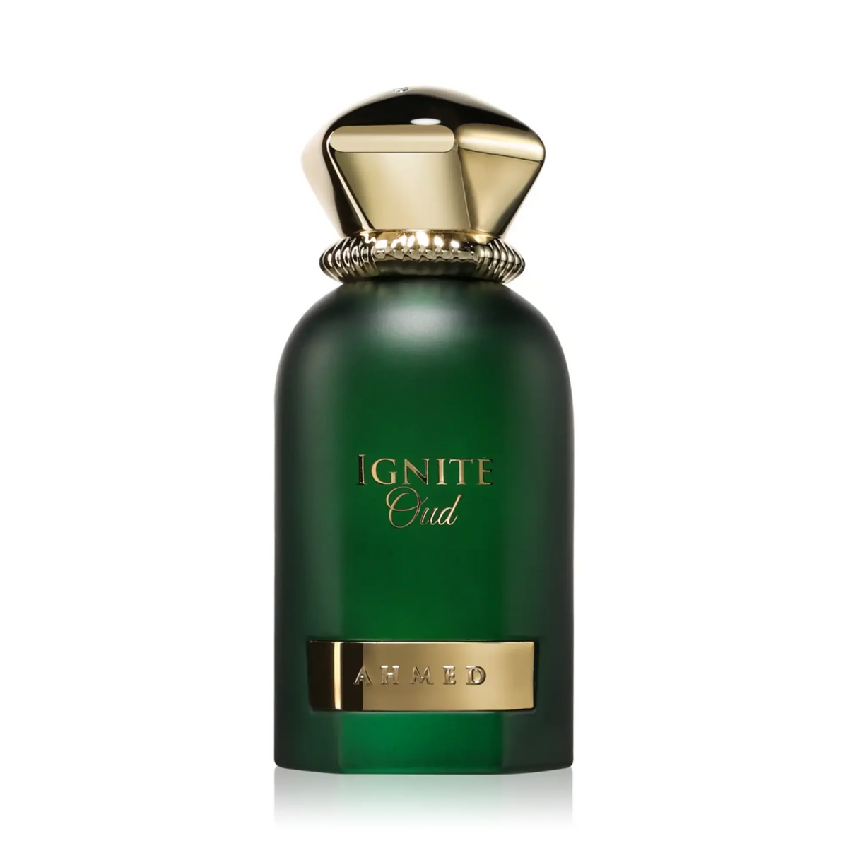 Ahmed Al Maghribi Ignite Oud 60ml Eau de Parfum emerald green bottle with gold cap at Beevora UK