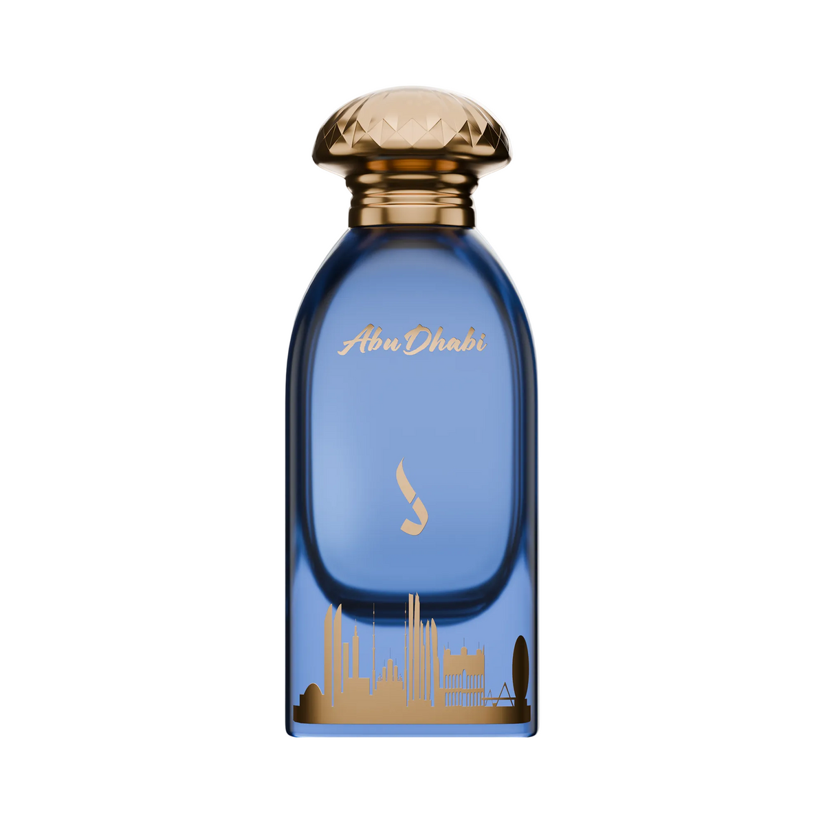 Authentic Dkhoon AlEmiratia Abu Dhabi 100ml Eau de Parfum blue bottle with golden skyline design at Beevora UK