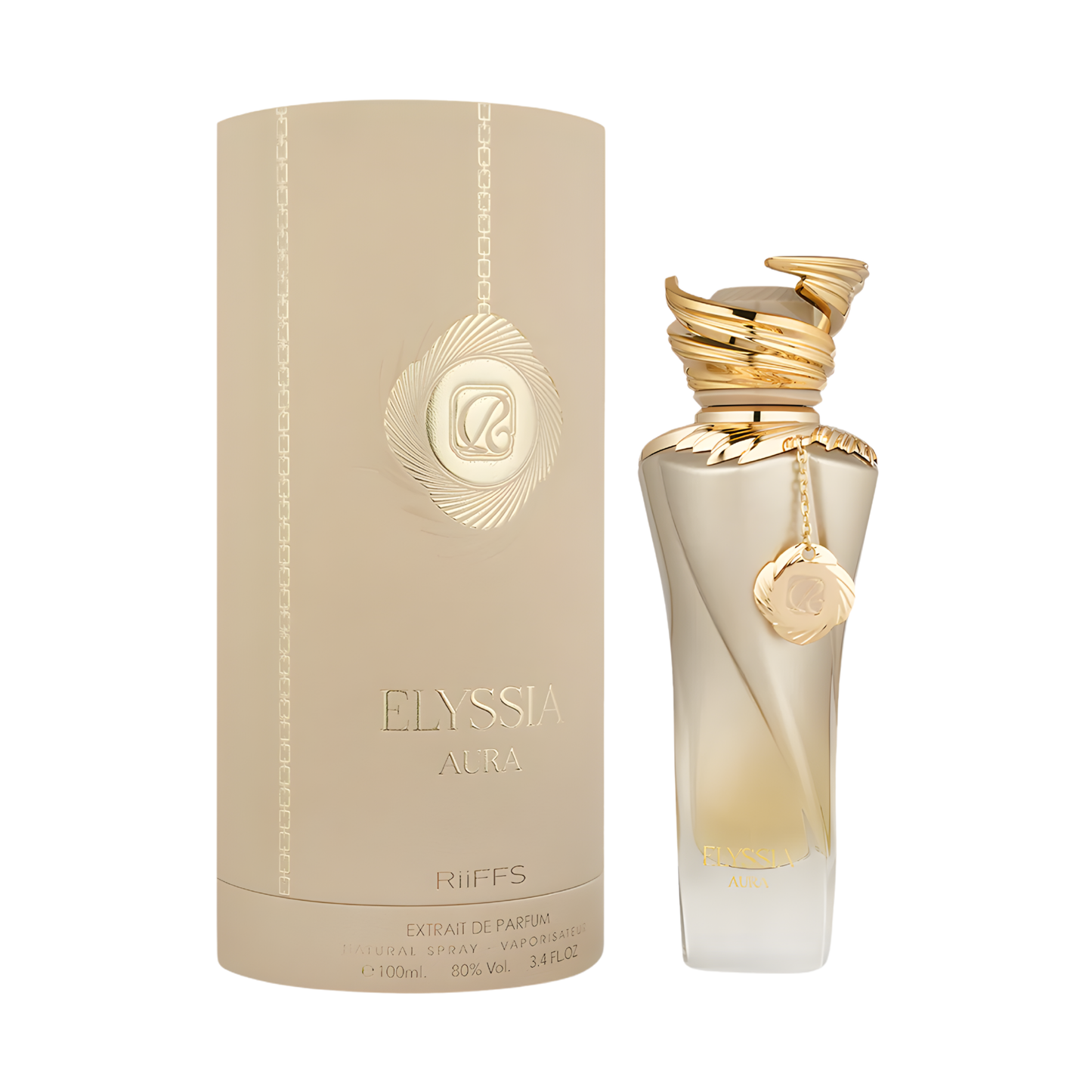 Elassia Aura perfume bottle and packaging on a white background