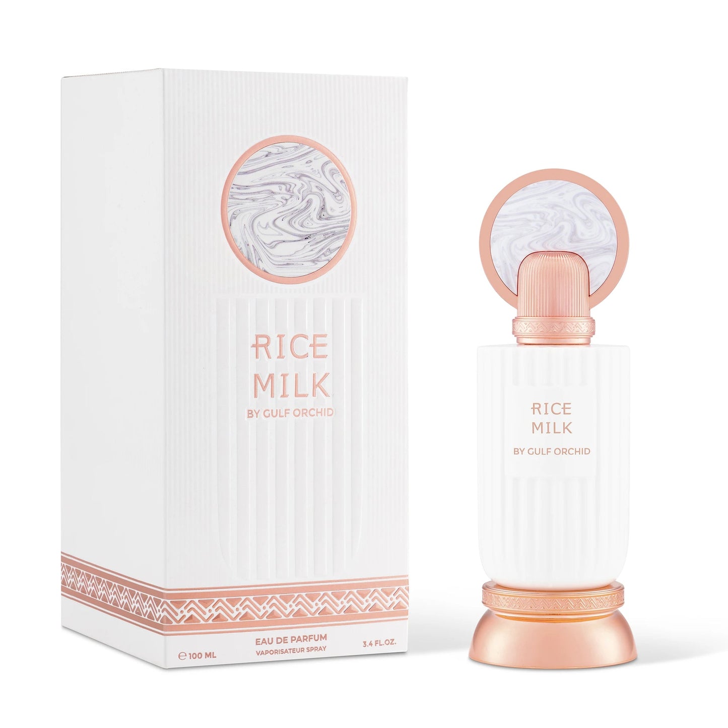 Rice Milk by Gulf Orchid perfume bottle and packaging on a white background