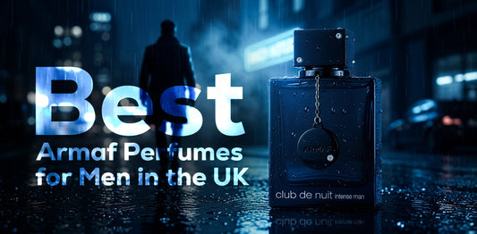 Armaf Club de Nuit Intense Man bottle on a wet street setting for Best Armaf Perfumes for Men in the UK article