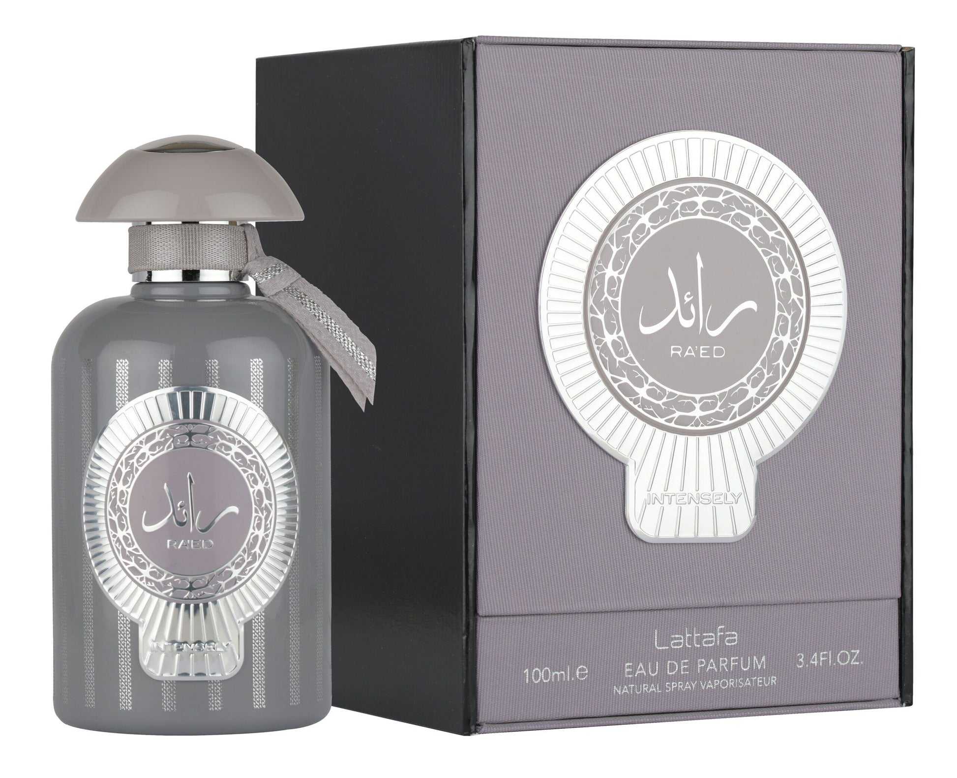 Raed Intensely Perfume by Lattafa  Bottle and Box
