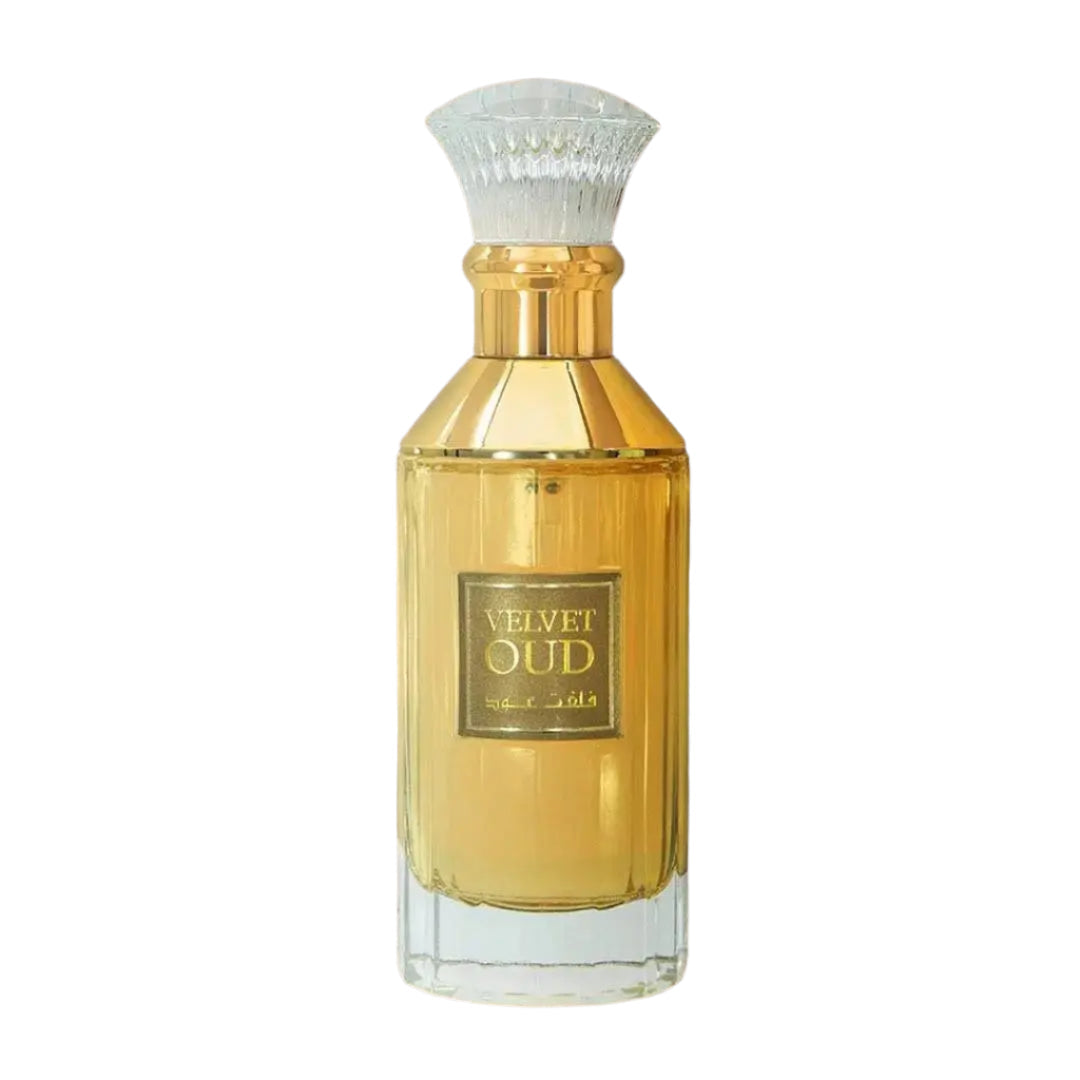 Velvet Oud Unisex Golden Perfume Bottle 100ml EDP by Lattafa
