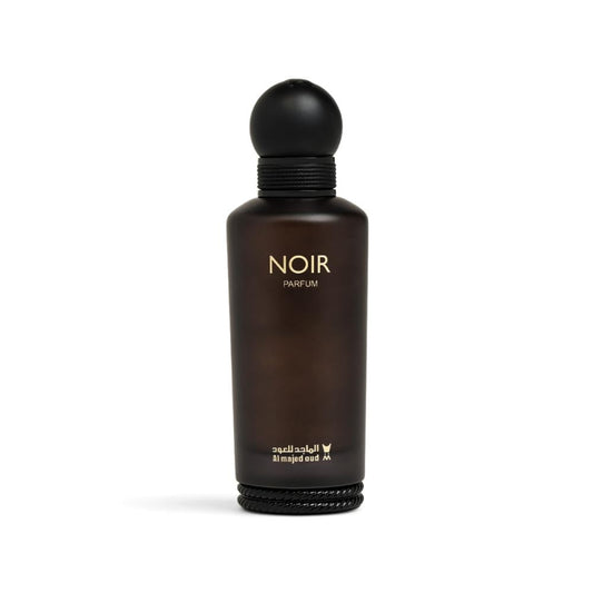 Al Majed Oud Noir From Classic Collection 150ml unisex perfume dark frosted bottle with braided base and spherical cap at Beevora UK