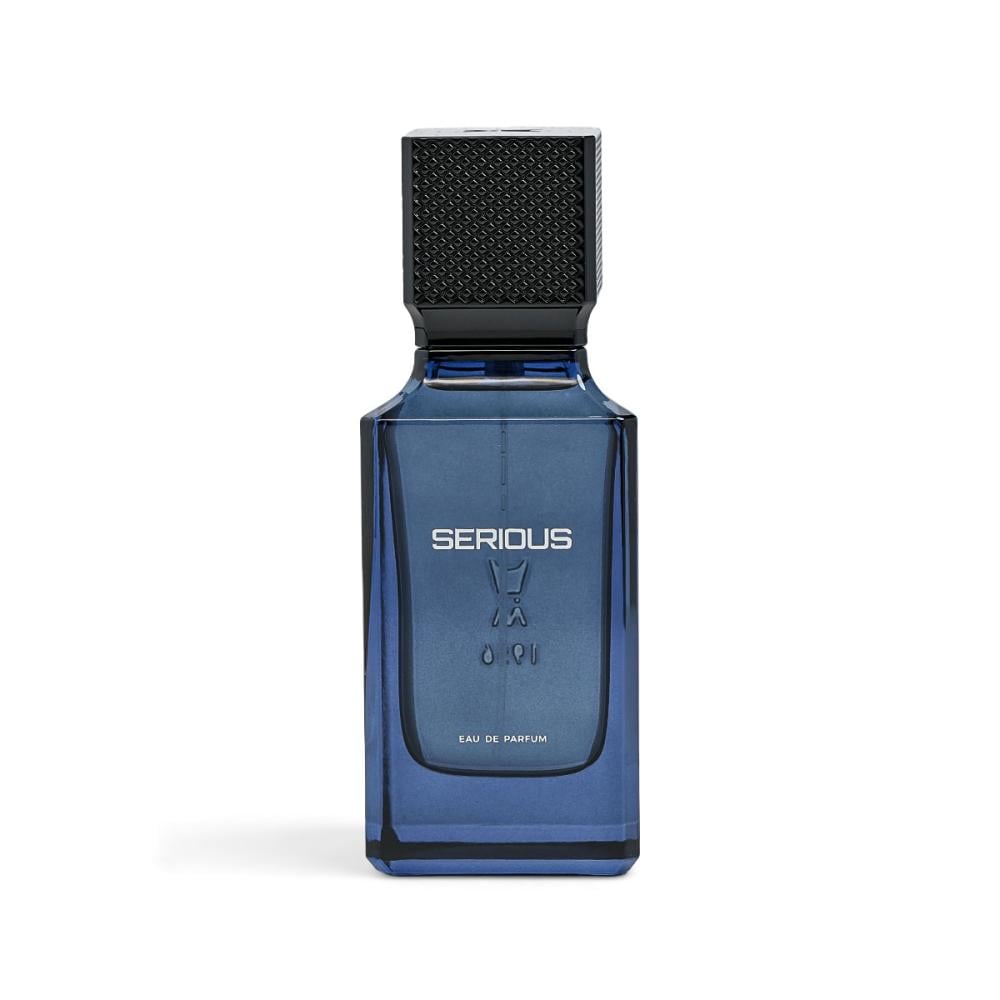 Al Majed Oud Serious 100ml Eau de Parfum unisex fragrance midnight blue glass bottle with textured black cap at Beevora UK