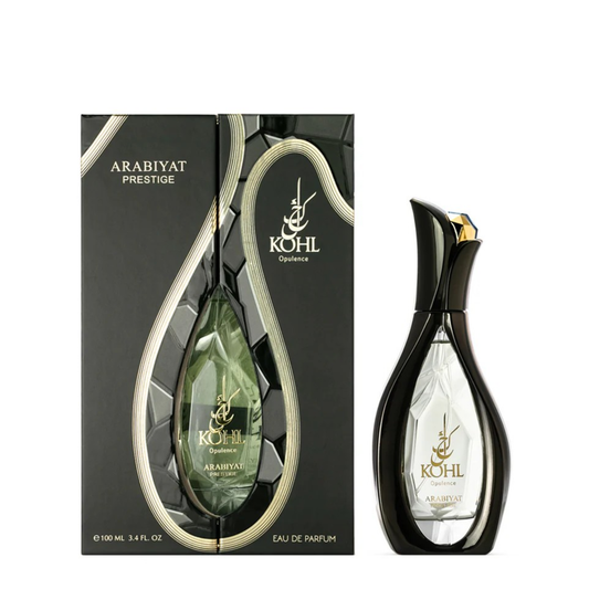 Kohl Arabiyat Prestige perfume bottle and packaging on a white background
