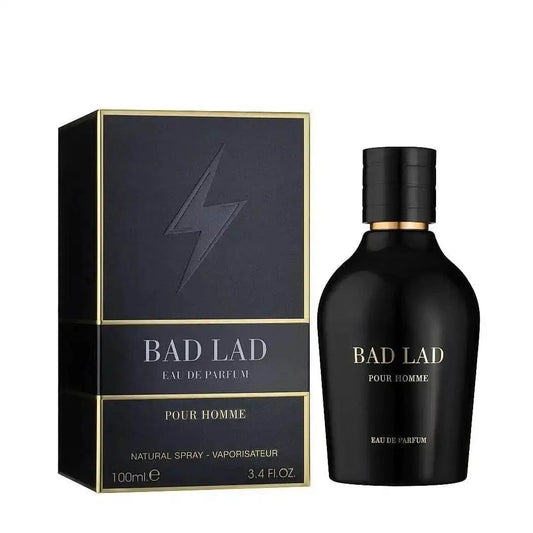 Black Bad Lad perfume bottle and packaging on a white background