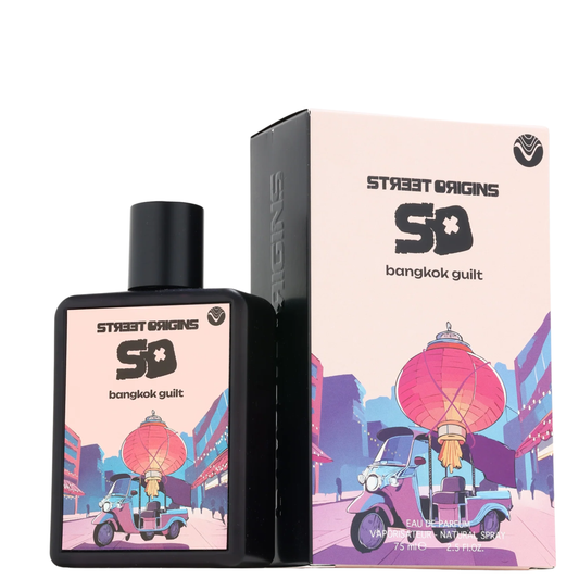 Bangkok Guilt 75ml EDP Street Origins by Fragrance World perfume soft blush pink bottle