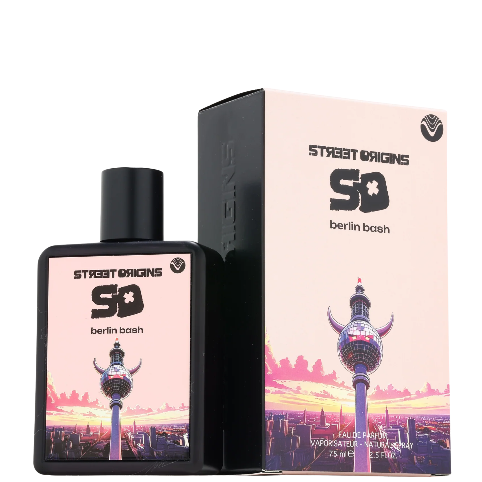 Berlin Bash 75ml EDP Street Origins by Fragrance World black bottle and box