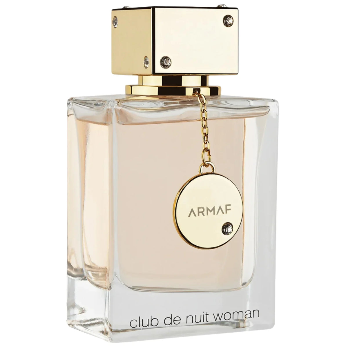 Perfume bottle labeled 'Armaf Club de Nuit Woman' on a white background