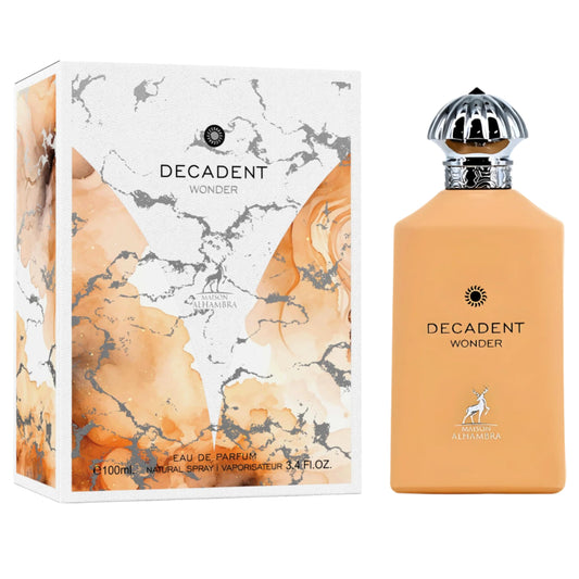Decadent Wonder perfume bottle and packaging on a white background