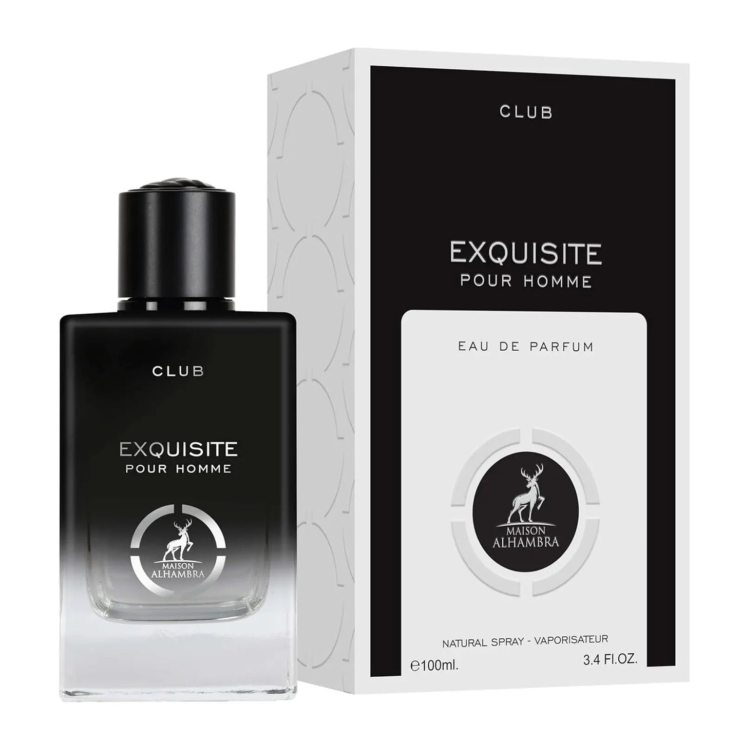 Exquisite pour homme perfume bottle and packaging on a white background