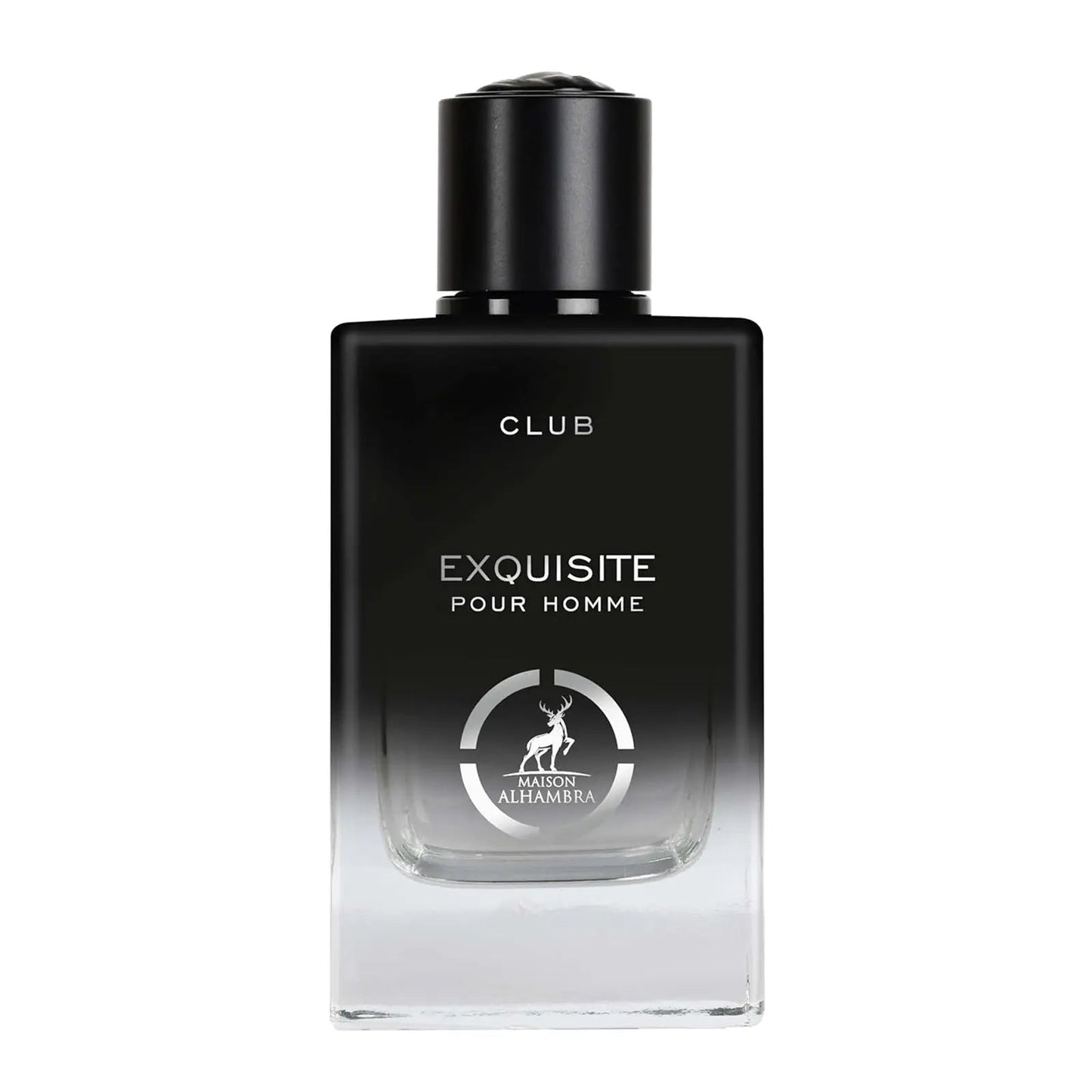 Exquisite Pour Homme Club Perfume bottle by Maison Alhambra on a white background