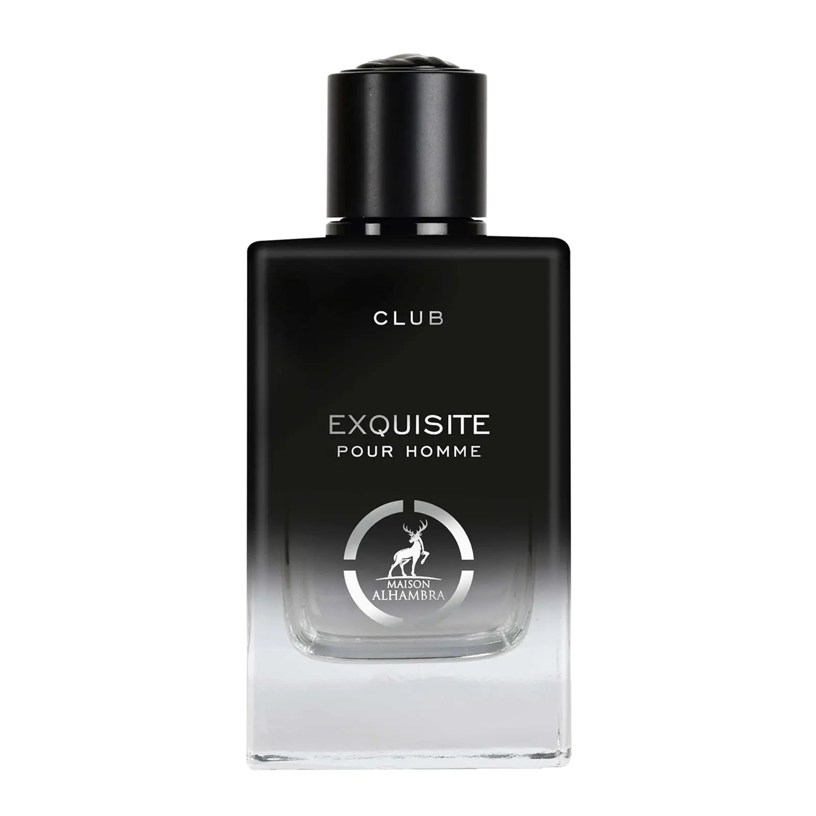 Exquisite Pour Homme Club Perfume bottle by Maison Alhambra on a white background