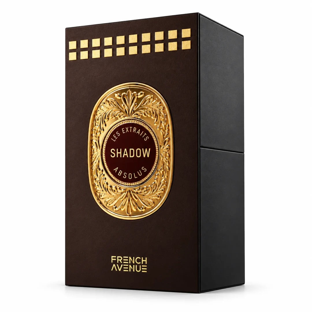 xclusive presentation box of French Avenue Les Extraits Absolus Shadow 60ml Extrait de Parfum available at Beevora UK