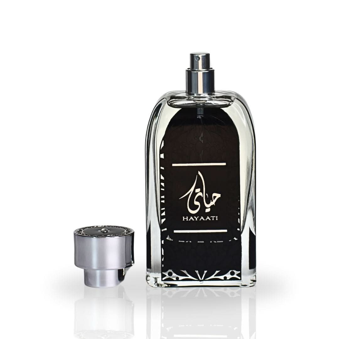 Hayaati Perfume bottle with cap on a white background