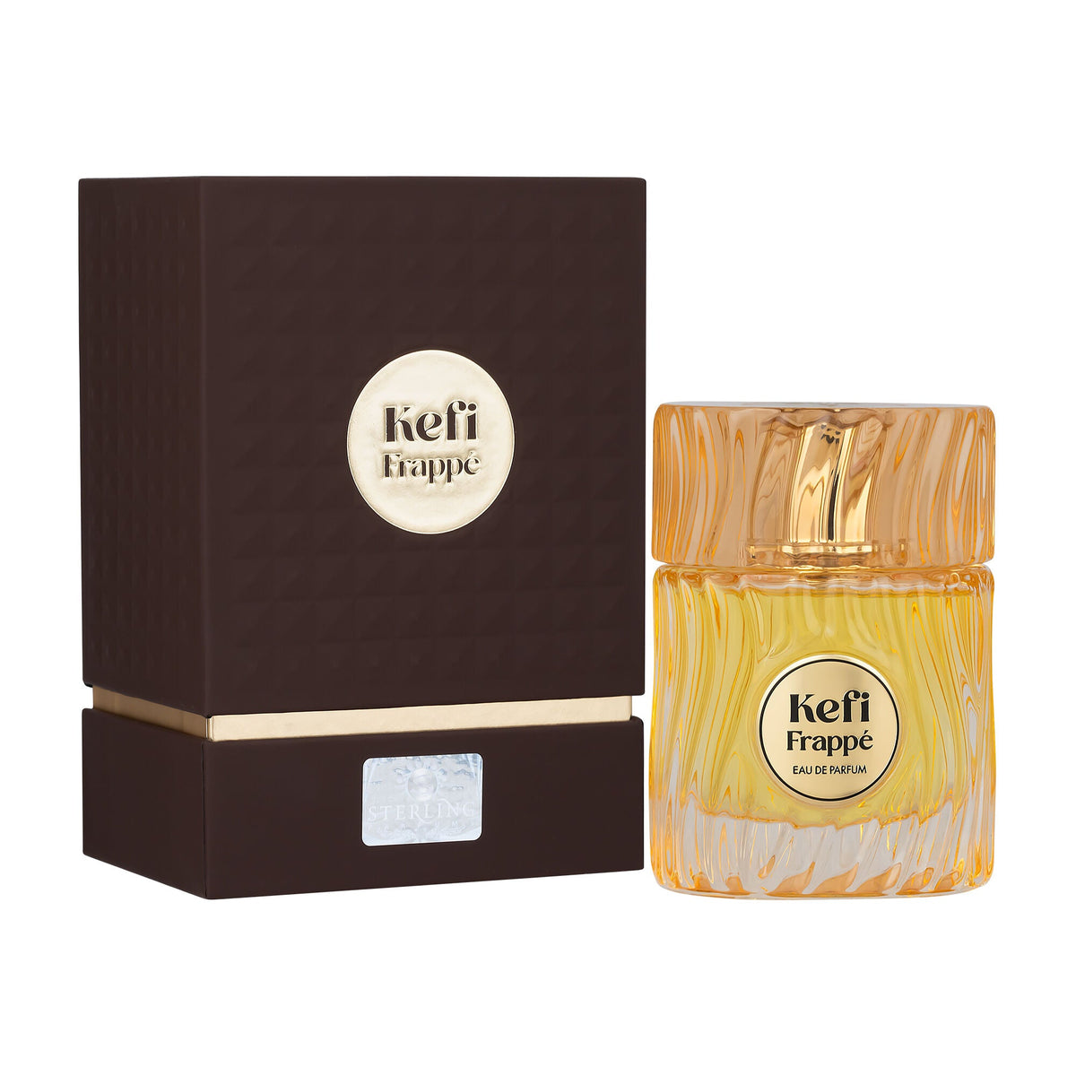 Kefi Frappe eau de parfum amber glass perfume bottle with brown box