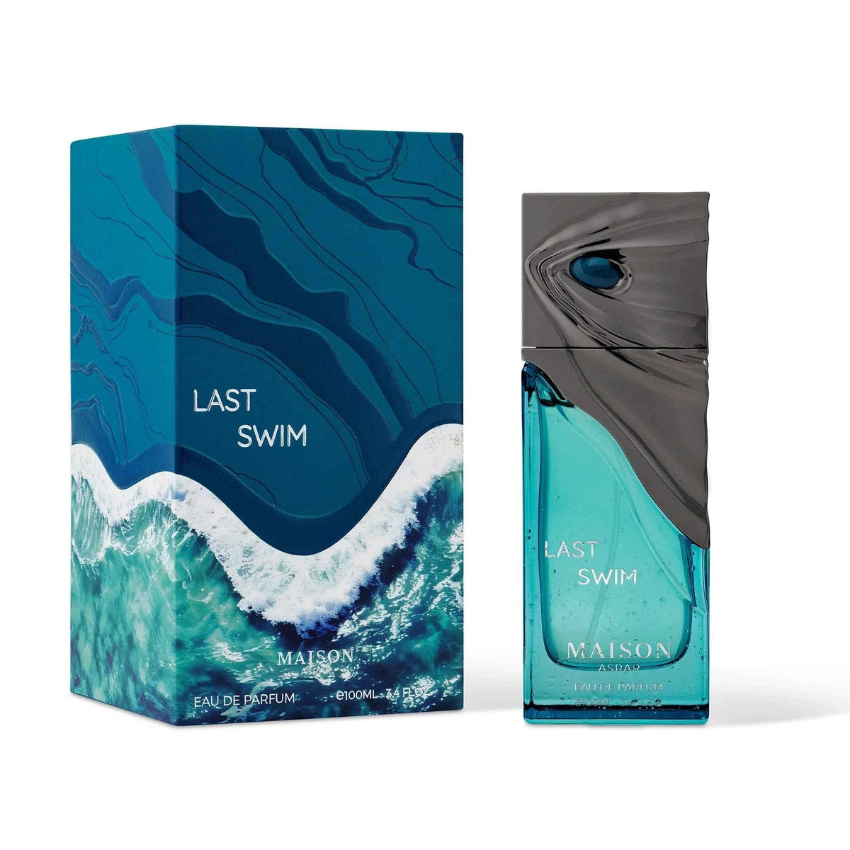 Maison Avey Last Swim Eau de Parfum shown with its retail box and the perfume bottle