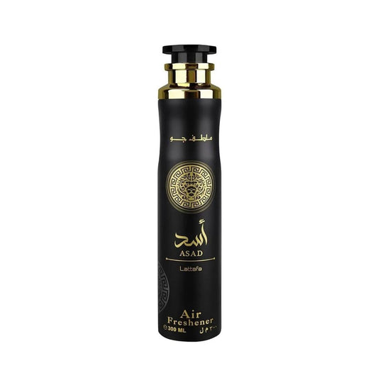 Lattafa Asad Air Freshener 300ml black and gold room spray bottle on Beevora UK