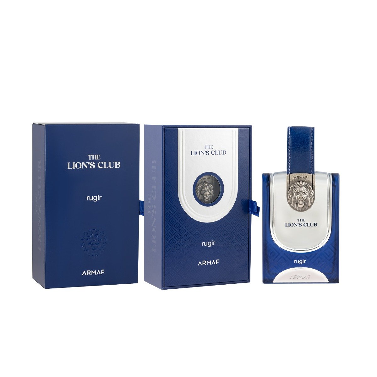ARMAF The Lion's Club rugir perfume bottle and packaging on a white background