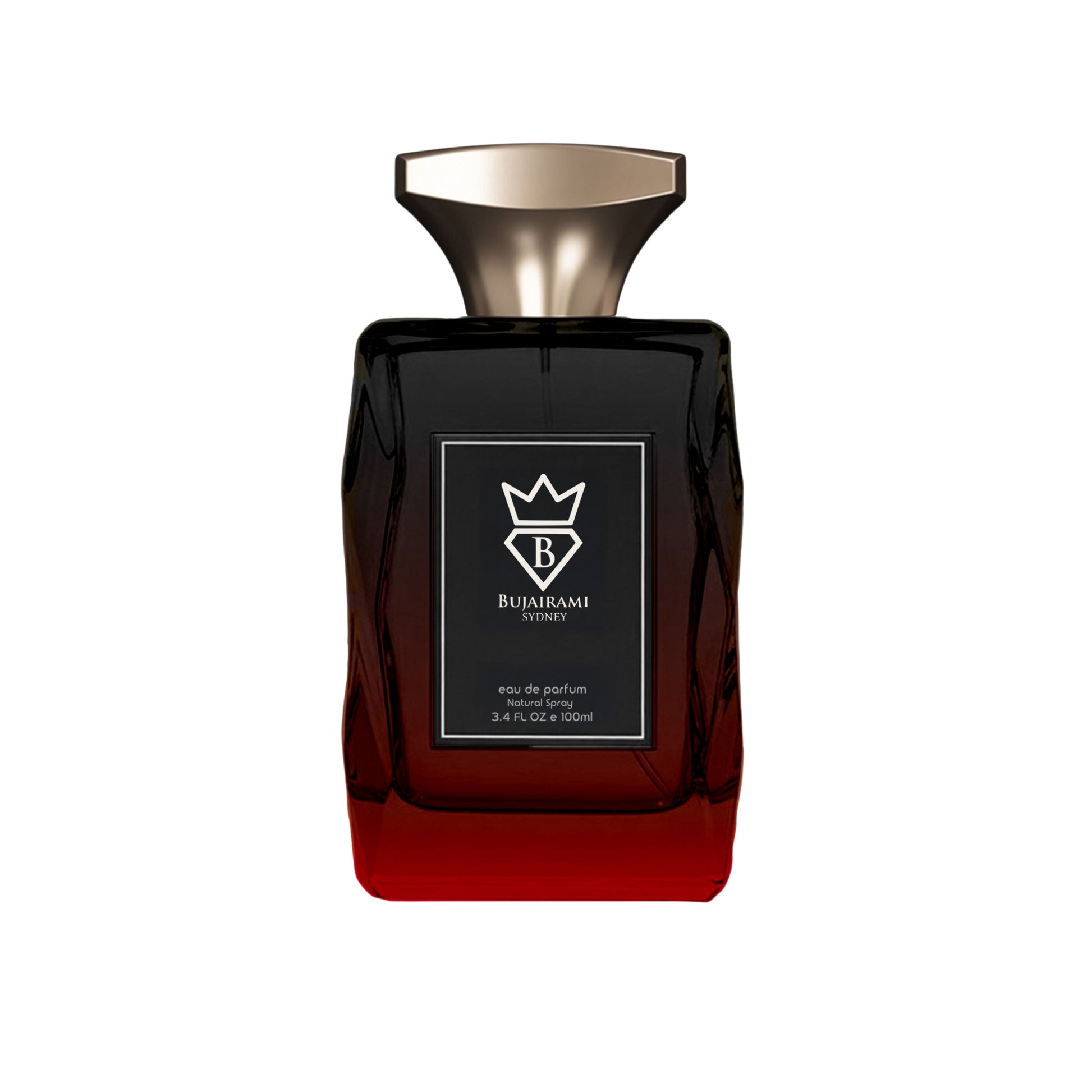 Madness Perfume bottle with a black and red design on a white background