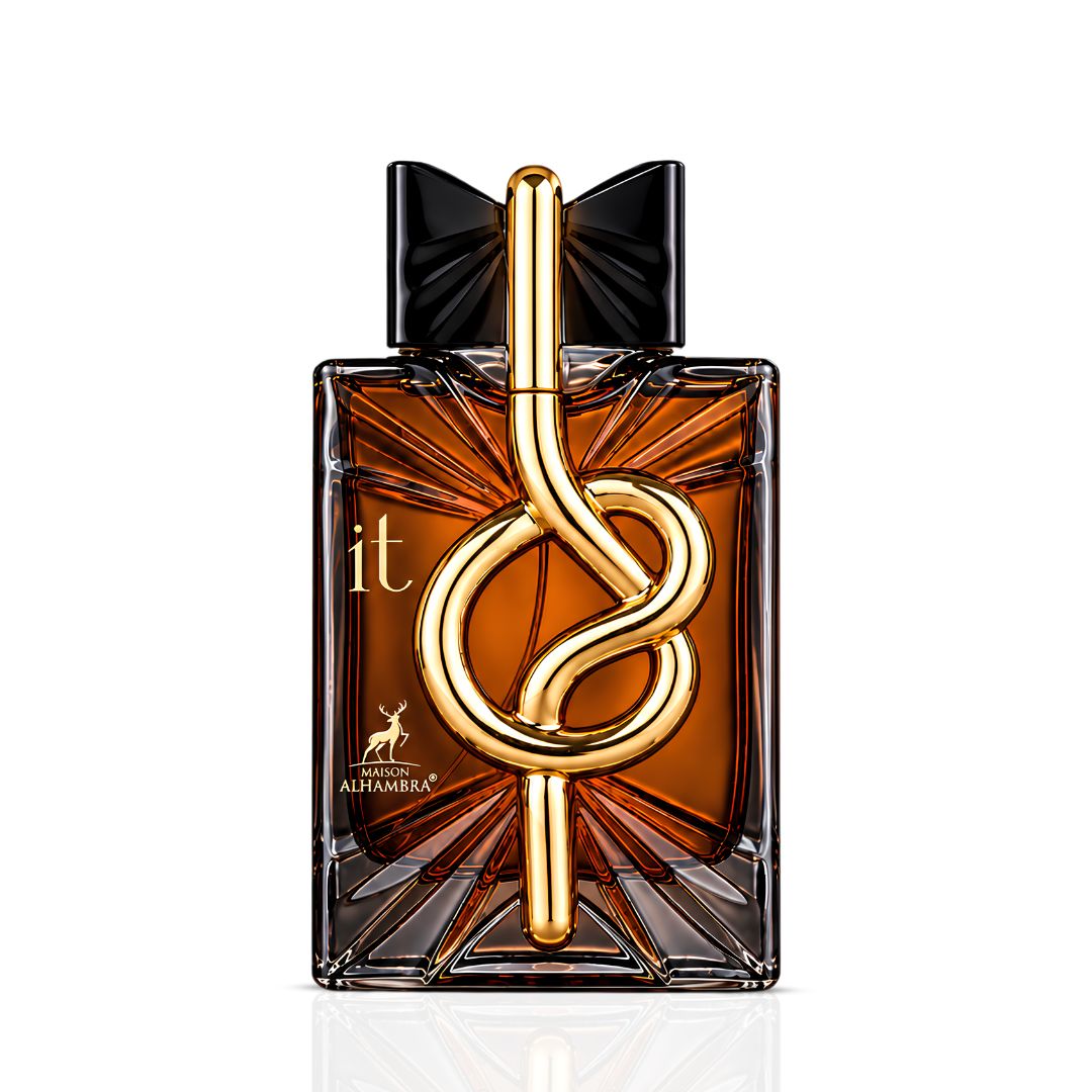 Maison Alhambra It Eau de Parfum 100ml fragrance bottle with gold knot design on Beevora UK