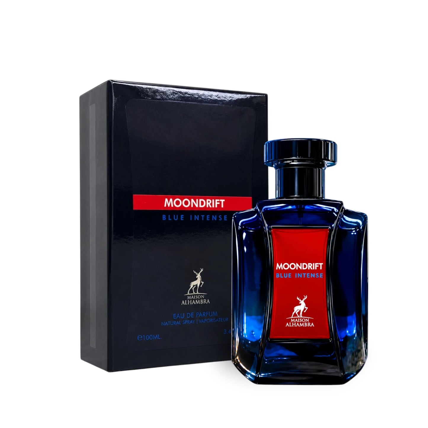 Blue Moondrift perfume bottle and packaging on a white background