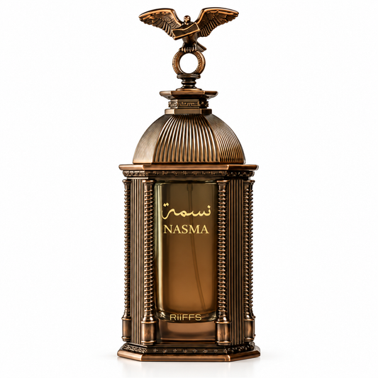Riiffs Nasma Extrait de Parfum 100ml bronze and gold fragrance bottle with eagle cap on Beevora UK
