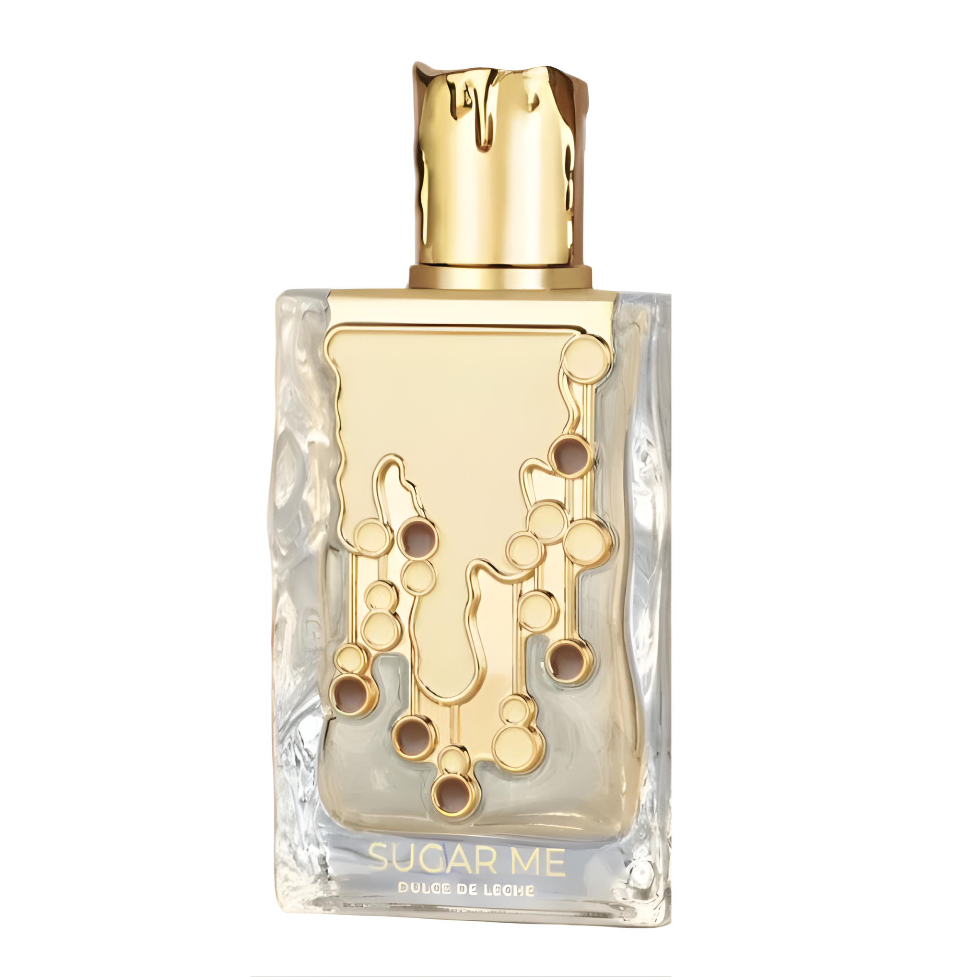 Sugar Me Carrot Perfume bottle with gold cap and decorative label on a white background