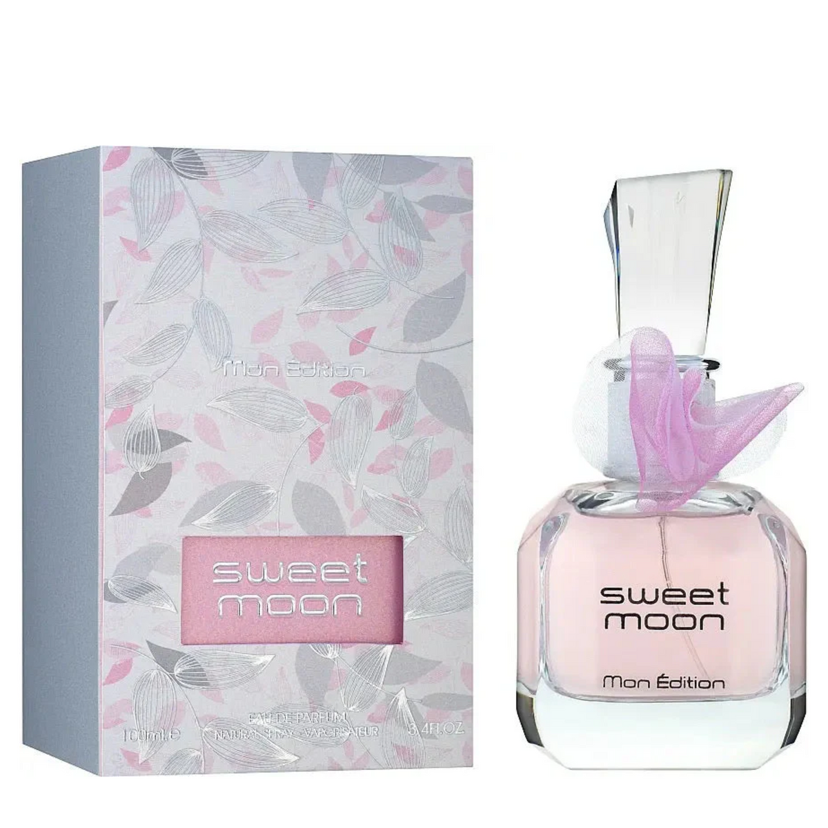 Sweet Moon perfume bottle and packaging on a white background