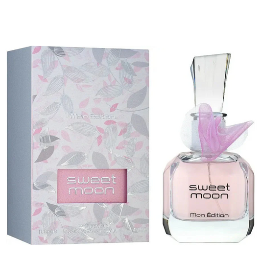 Sweet Moon perfume bottle and packaging on a white background