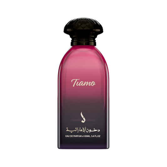 Tiamo perfume bottle on a white background