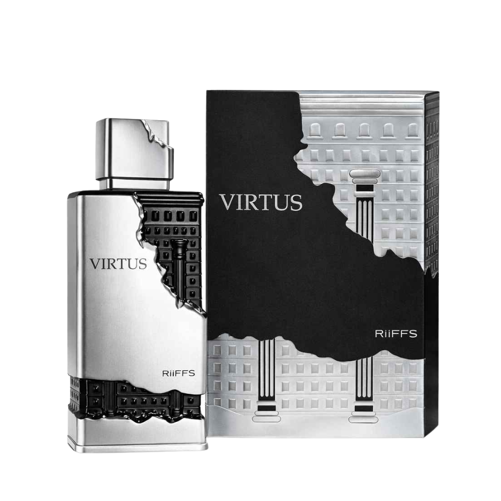 Virtus Riiffs perfume bottle and packaging on a white background