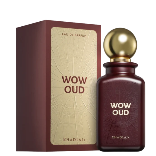 Wow Oud perfume bottle and packaging on a white background